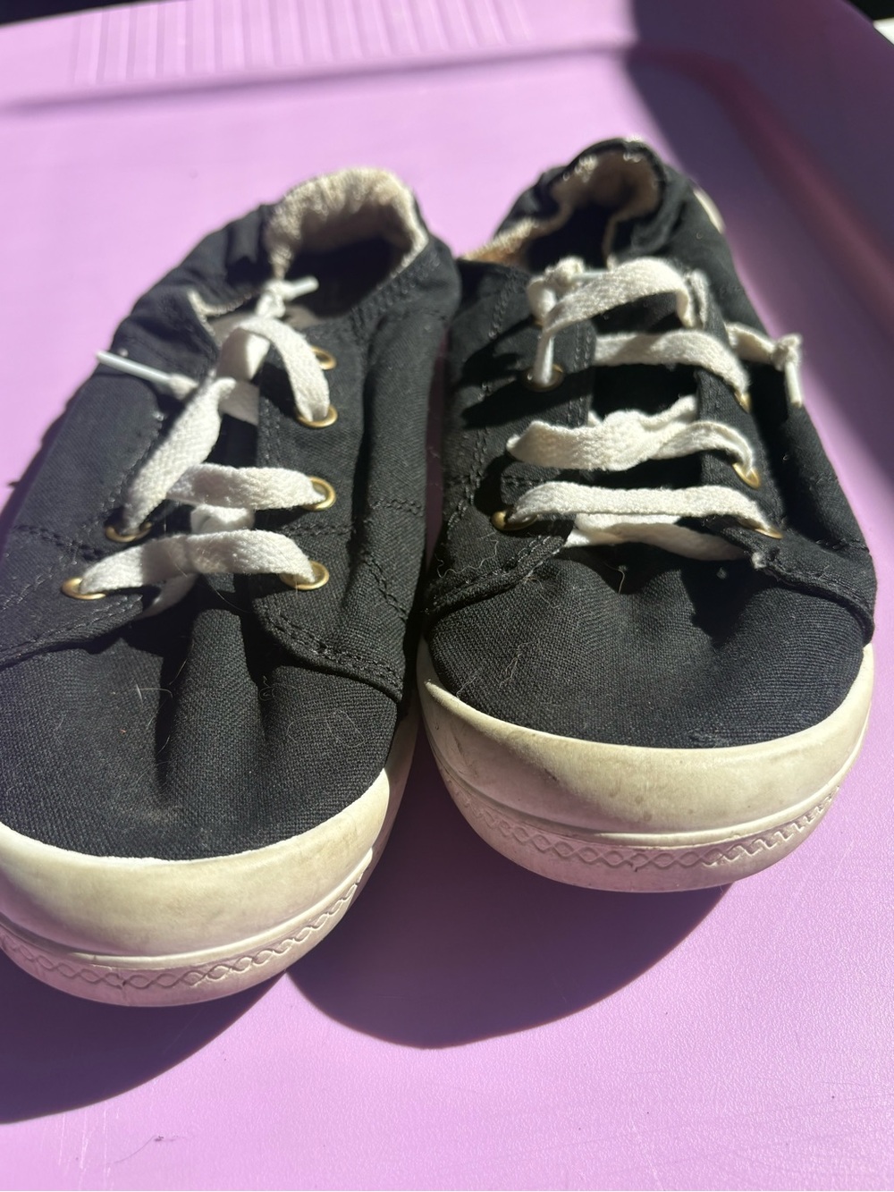 Kids Black Canvas Lace-Up Sneakers